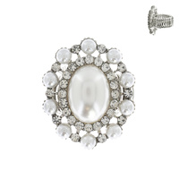 OVAL CRYSTAL SUNBURST DOUBLE HALO STRETCH RING